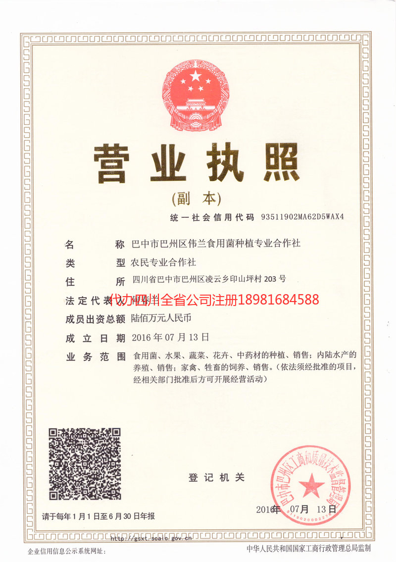 临江临江伟兰食用菌种植专业合作社